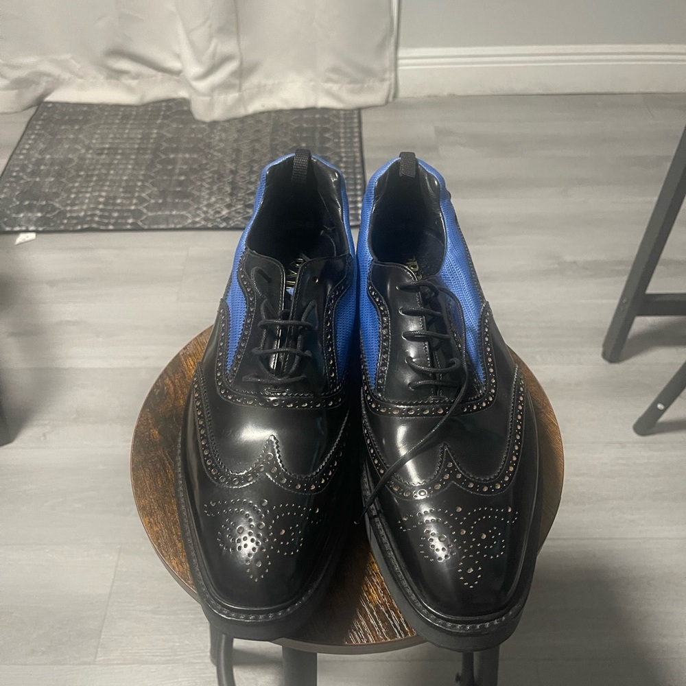 Prada Black and Blue Men's Oxfords